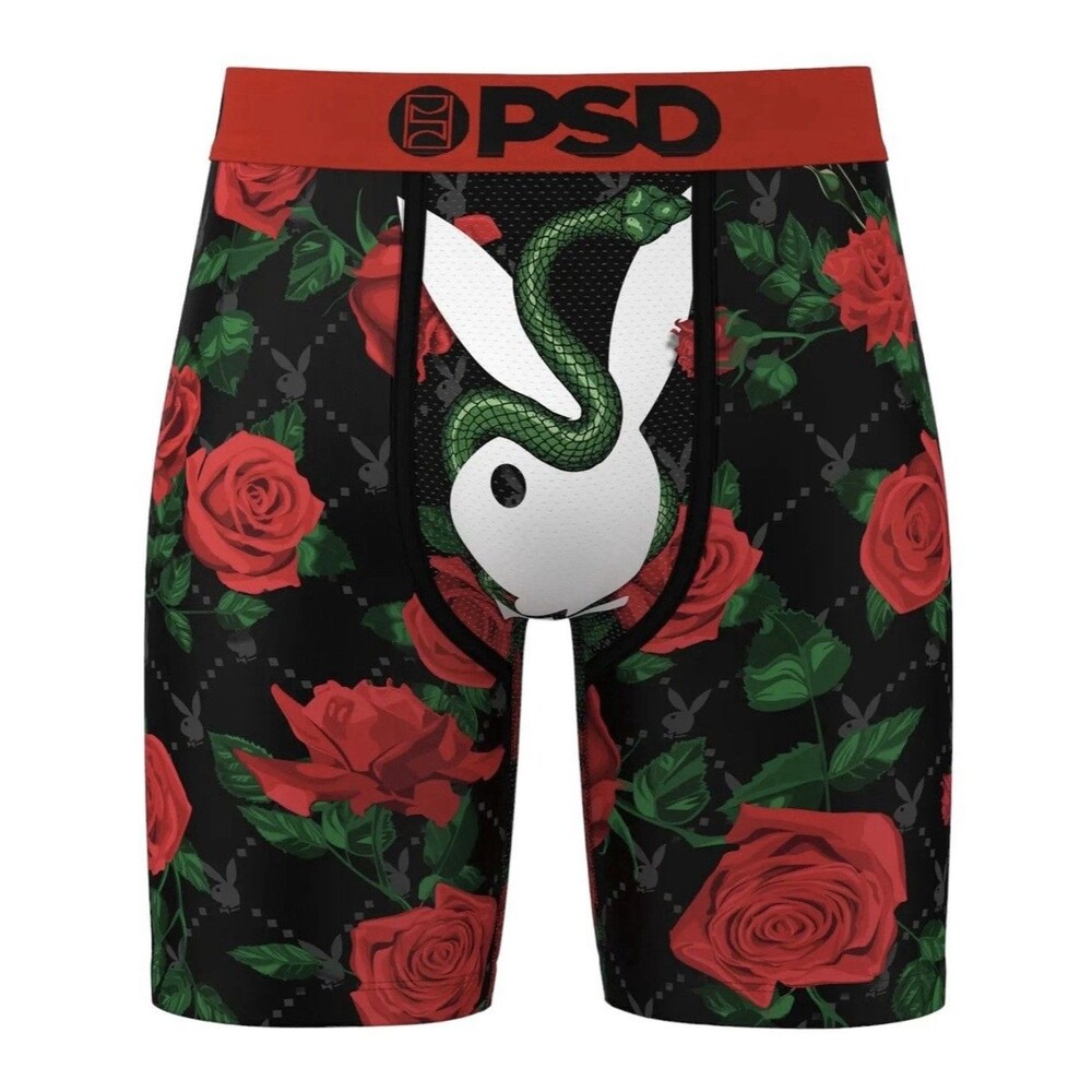 PSD x Black/Red Playboy Slither Snake Floral Boxer Briefs Size XXL NWT $28